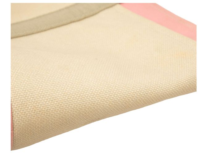 Borsa Tote Chanel Beige Large Bicolor Canvas Sports Ligne - vista 7