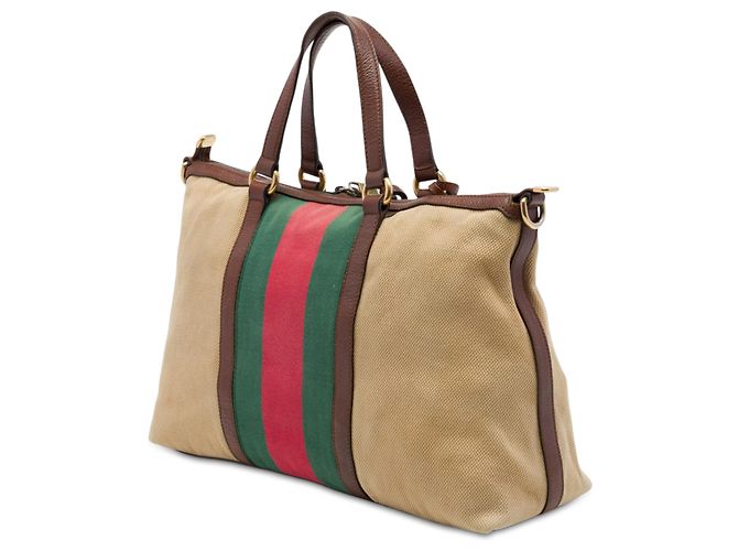 Sac à main Gucci Rania Medium Canvas Web Beige avec poignée supérieure - vue 2