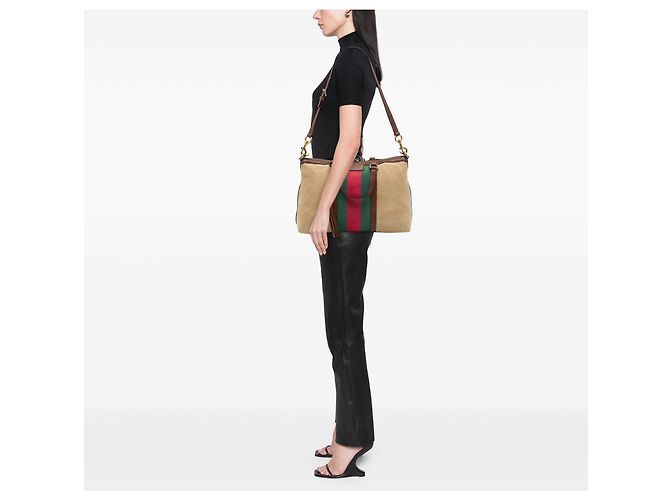 Sac à main Gucci Rania Medium Canvas Web Beige avec poignée supérieure - vue 6