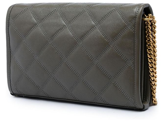 Autre Marque Saint Laurent Portafoglio con catena Becky in pelle di agnello marrone Cachi - vista 2
