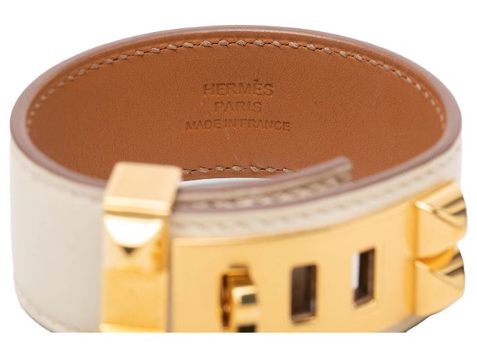 Pulseira Collier de Chien Hermès em Swift castanho e banhado a ouro Marrom Bege - vista 4
