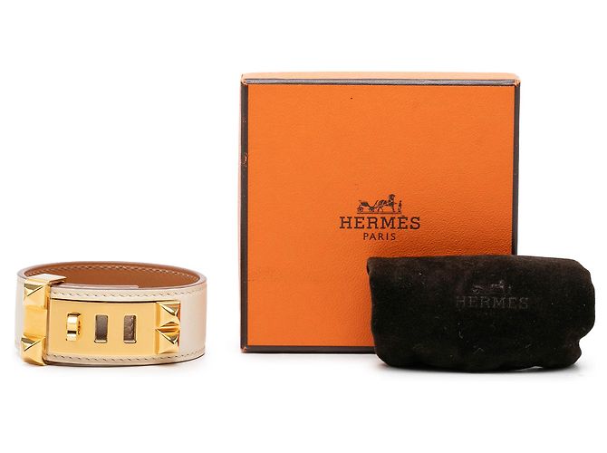 Pulseira Collier de Chien Hermès em Swift castanho e banhado a ouro Marrom Bege - vista 5