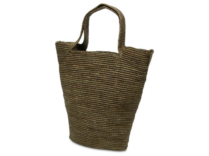 LOEWE Mini Satchel de Ráfia Verde com Fenda Verde oliva - vista 2