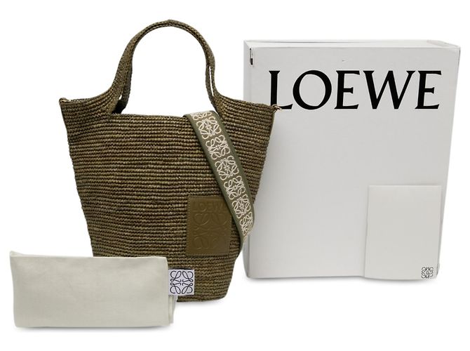 LOEWE Mini Satchel de Ráfia Verde com Fenda Verde oliva - vista 6