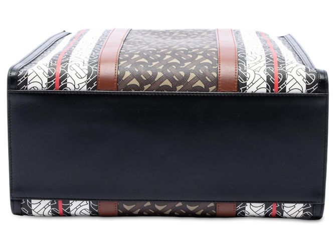 Saco Tote Vertical Burberry Brown TB Monogram E-Canvas Stripe Marrom - vista 3