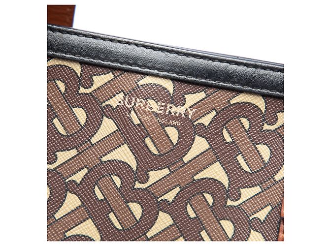Saco Tote Vertical Burberry Brown TB Monogram E-Canvas Stripe Marrom - vista 5