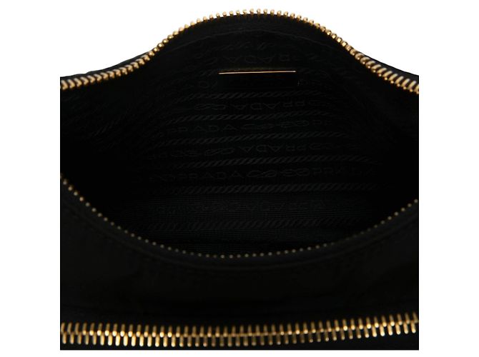 Prada Black Re Nylon Brushed Leather Front Pocket Hobo - view 5
