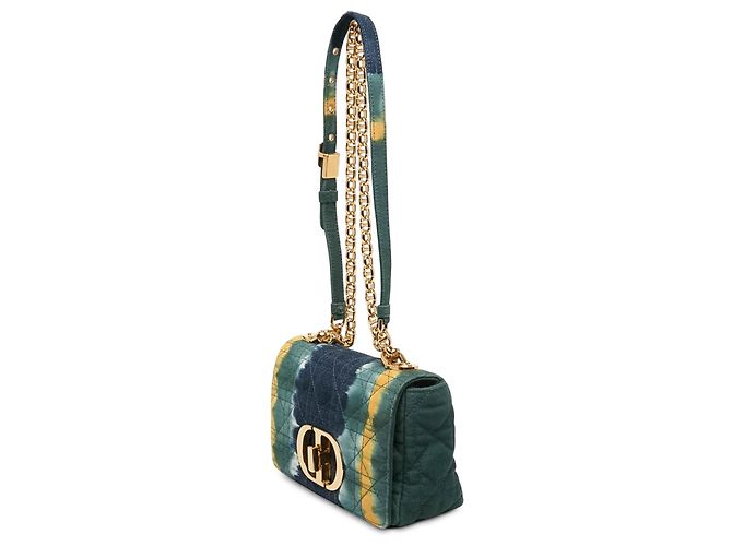 Bolsa Dior Caro Small em denim verde tie dye Cannage - vista 2