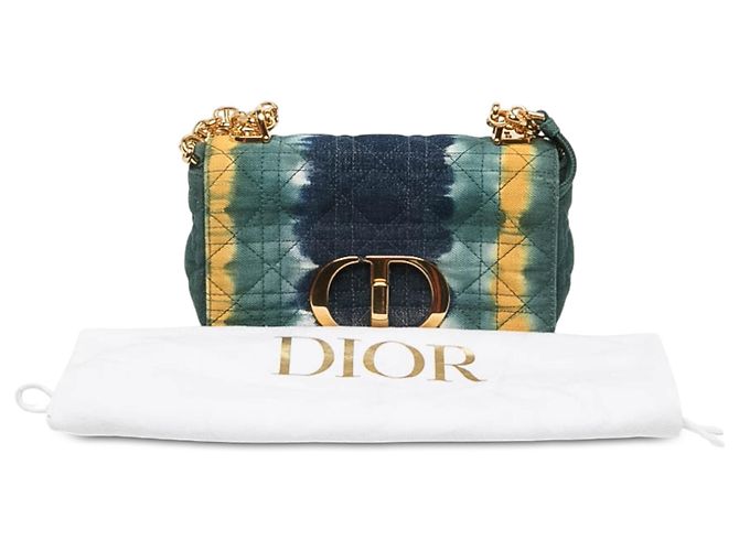 Bolsa Dior Caro Small em denim verde tie dye Cannage - vista 7