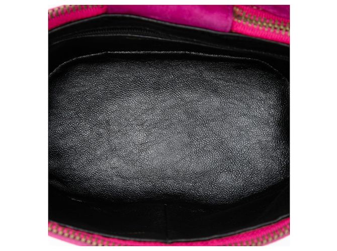 Sac Vanity Chanel en daim matelassé violet avec pompon - vue 4