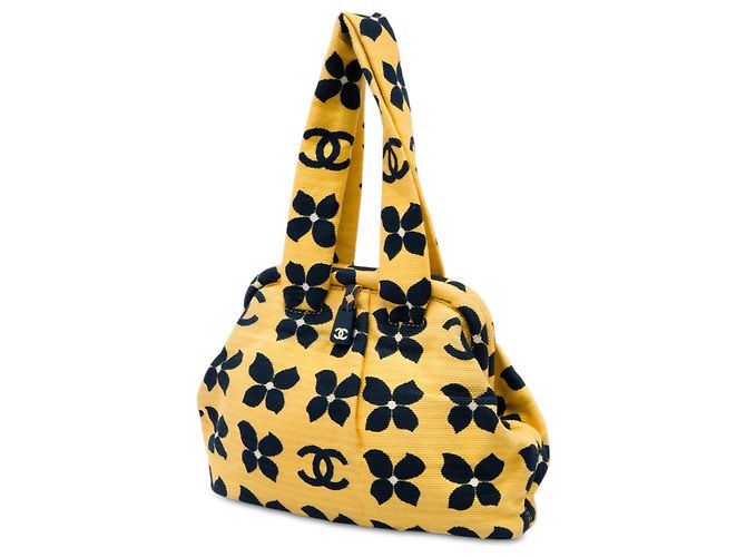 Sac à main Chanel Yellow CC Printed Canvas Floral Frame Jaune - vue 2