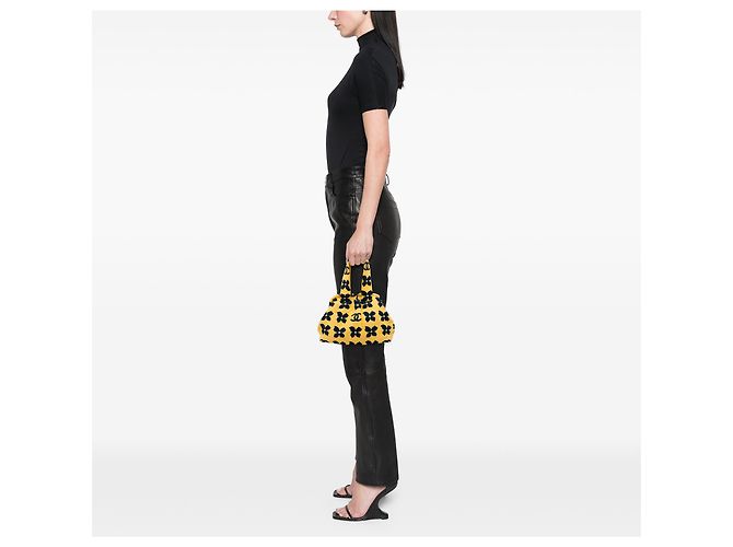 Sac à main Chanel Yellow CC Printed Canvas Floral Frame Jaune - vue 5