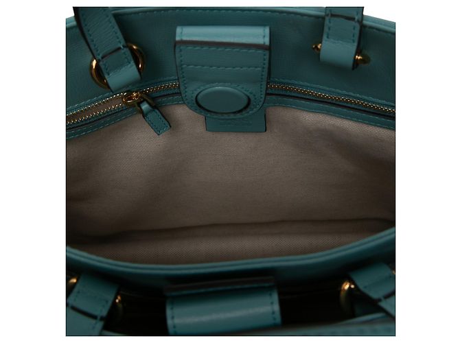 Borsa Tote Gucci Horsebit 1955 in rafia blu Medium con catena Blu chiaro - vista 4