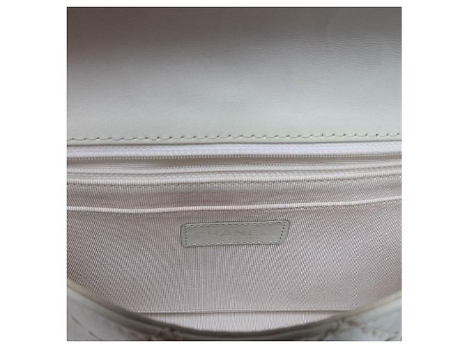 Chanel White Medium Lambskin Wild Stitch Single Flap Blanc - vue 4