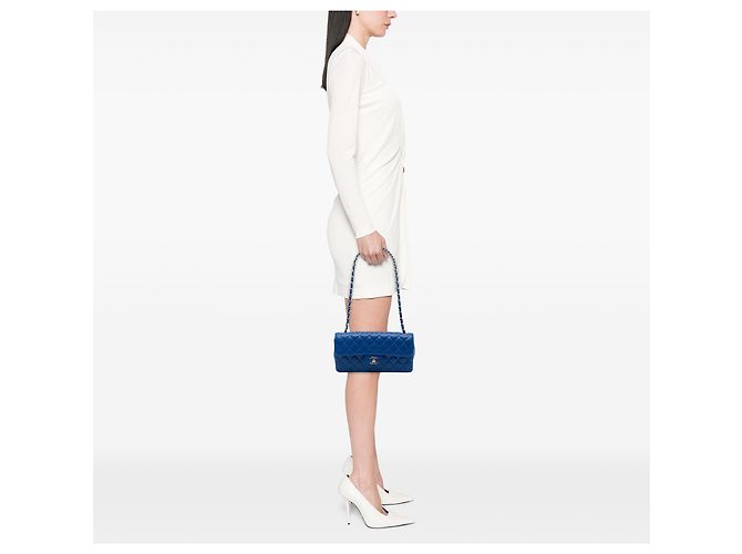 Chanel Blue Classic Caviar East West Single Flap Blau - Ansicht 6