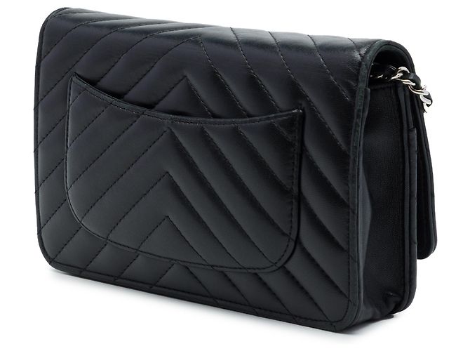 Portafoglio Chanel Black CC Chevron Lambskin Wallet On Chain Nero - vista 2