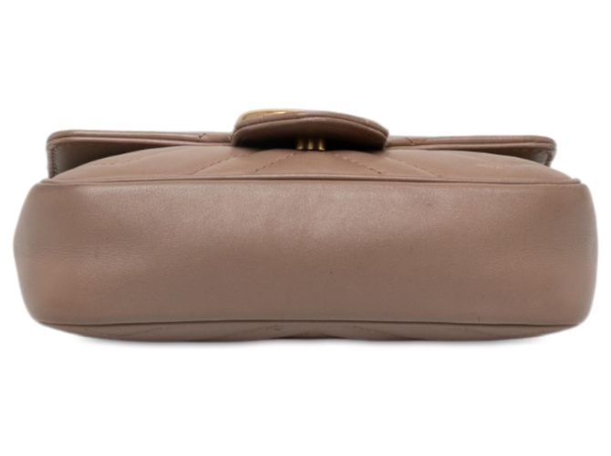 Borsa a tracolla Gucci Brown Mini GG Marmont Matelasse Leather Flap Marrone - vista 3