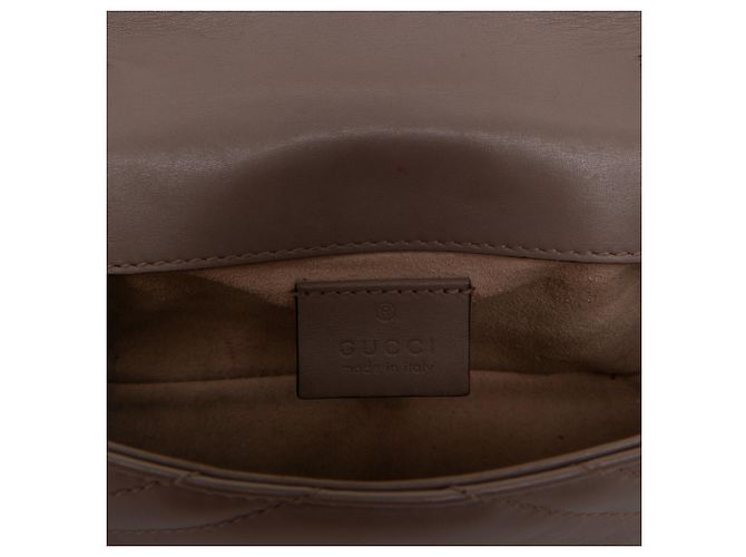 Borsa a tracolla Gucci Brown Mini GG Marmont Matelasse Leather Flap Marrone - vista 4