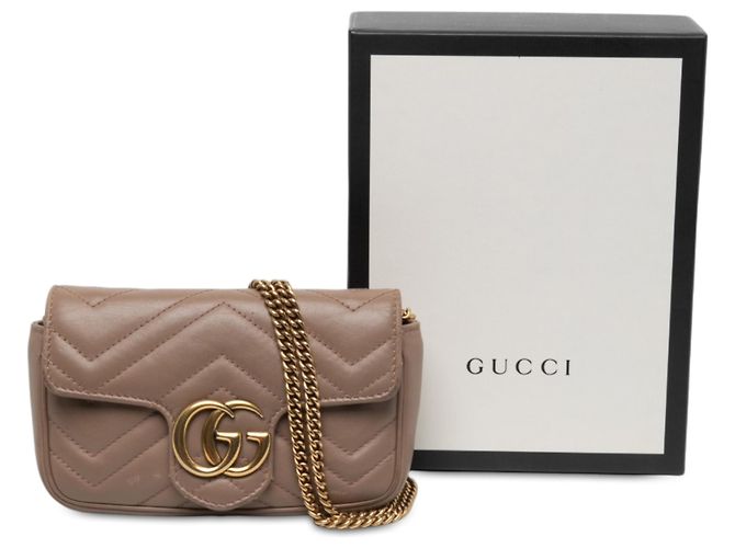Borsa a tracolla Gucci Brown Mini GG Marmont Matelasse Leather Flap Marrone - vista 6