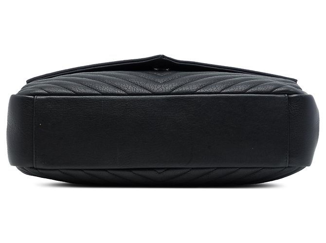 Autre Marque Saint Laurent Black Large Chevron Sheepskin Monogram College Satchel Nero - vista 3