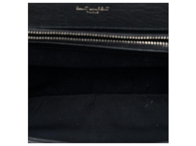 Autre Marque Saint Laurent Black Large Chevron Sheepskin Monogram College Satchel Nero - vista 4