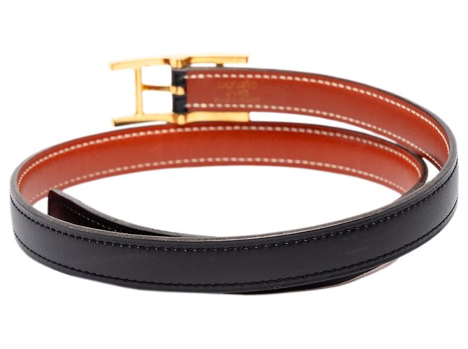 Cinturón reversible Quentin Hermès en piel Box Calf negra Negro - vista 3