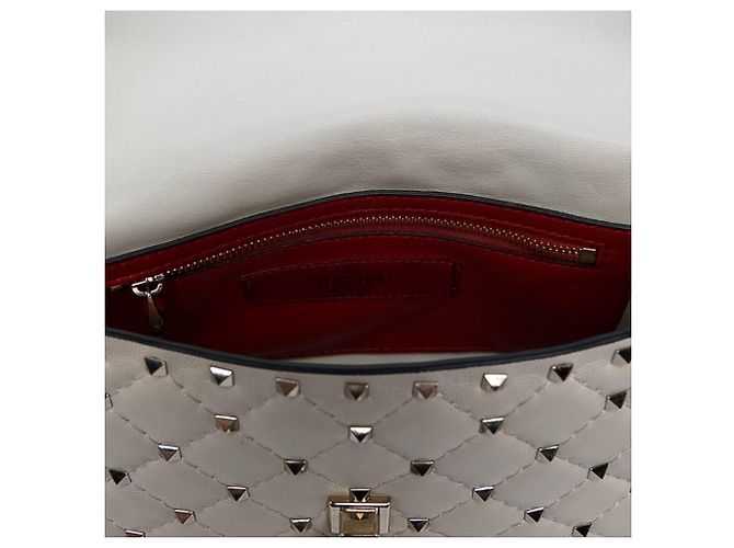 Bolsa Satchel Valentino Rockstud Spike em Nappa Branca Medium Branco - vista 5