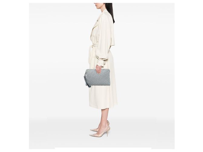 Bolsa com zíper A4 Dior Gray Oblique Canvas Marrom - vista 5