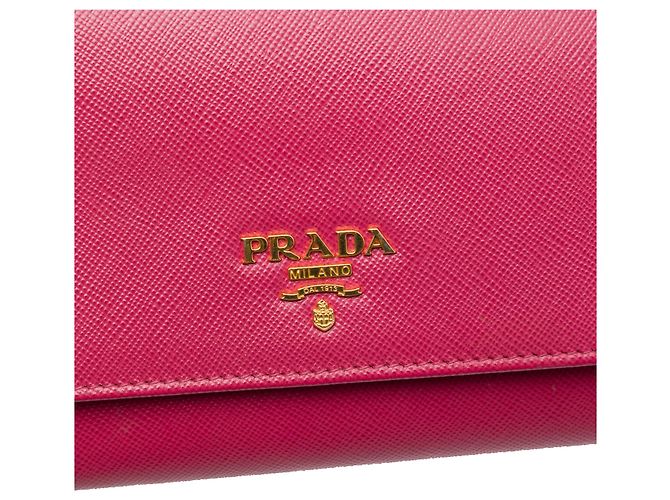Portefeuille à chaîne Prada en Saffiano rose - vue 5