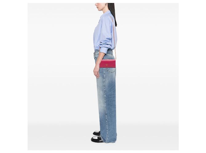 Portefeuille à chaîne Prada en Saffiano rose - vue 6