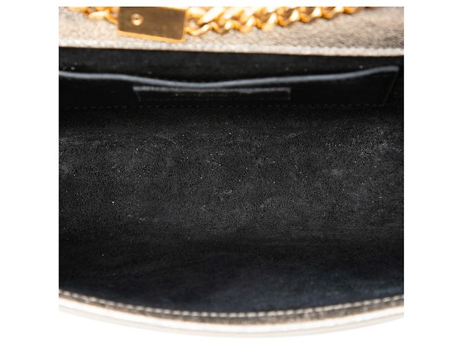 Autre Marque Saint Laurent Gold Metallic Textured Calfskin Star Monogram Kate Crossbody D'oro - vista 4