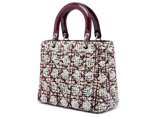 Dior Red Medium Tweed Cannage Lady Dior Vermelho Bordeaux - vista 2