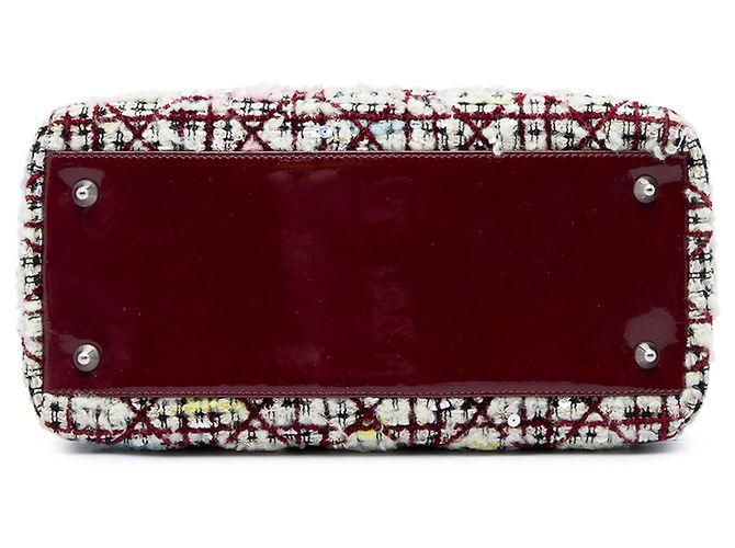 Dior Red Medium Tweed Cannage Lady Dior Vermelho Bordeaux - vista 3