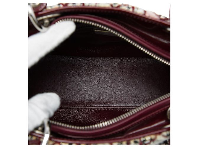 Dior Red Medium Tweed Cannage Lady Dior Vermelho Bordeaux - vista 4