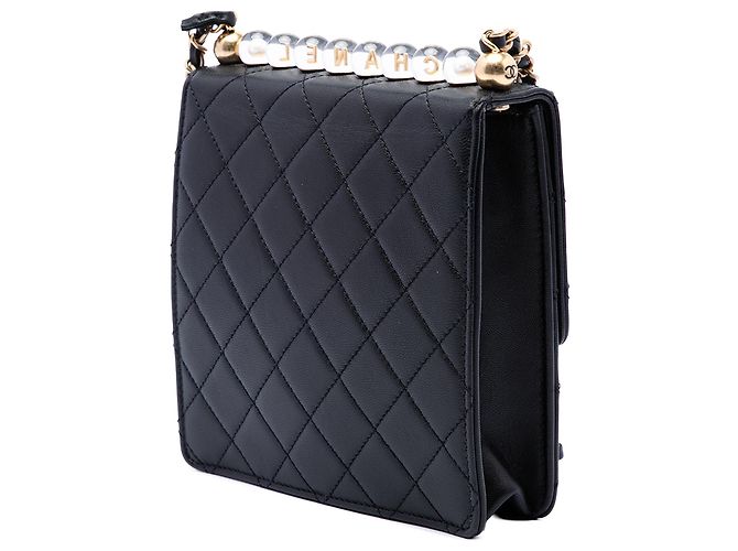 Chanel Black Small Quilted Lambskin Chic Pearls Flap Preto - vista 2