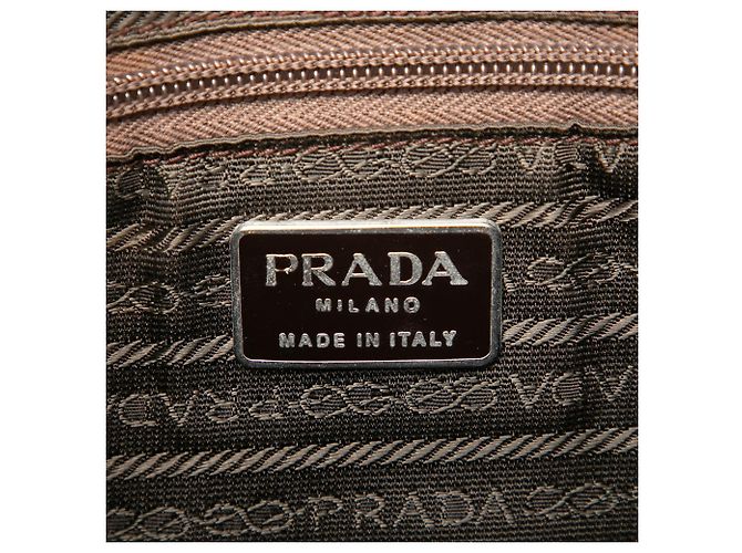 Borsa a tracolla Prada in Tessuto beige con catena in resina - vista 5