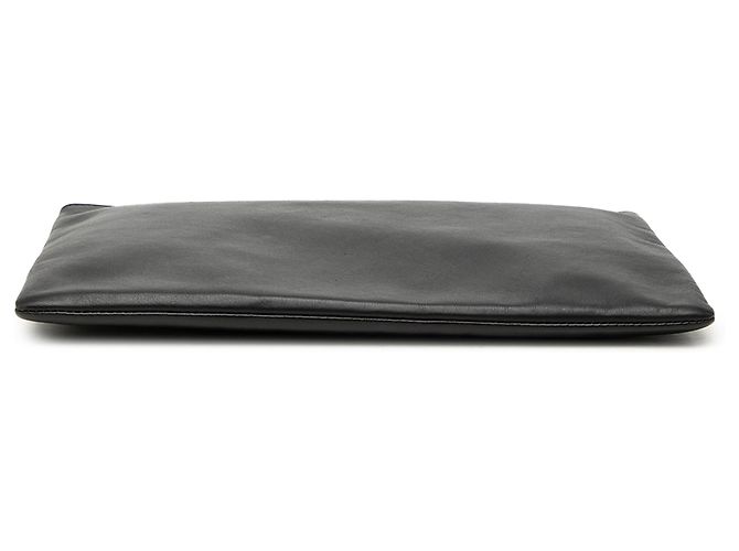 Autre Marque Clutch de piel negra con cremallera Saint Laurent Negro - vista 3