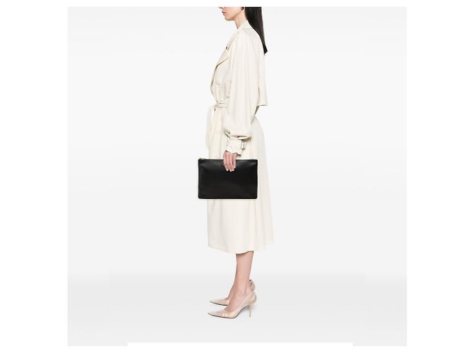 Autre Marque Clutch de piel negra con cremallera Saint Laurent Negro - vista 6