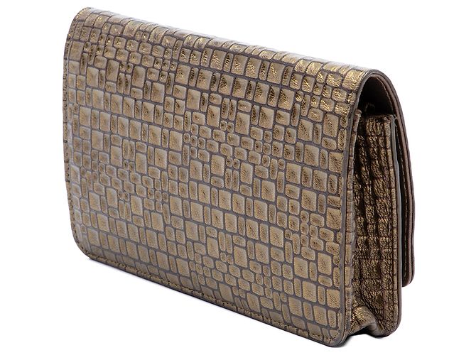 Chanel Gold CC Embossed Metallic Lambskin Wallet on Chain Golden - Ansicht 2