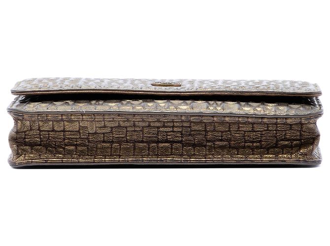 Chanel Gold CC Embossed Metallic Lambskin Wallet on Chain Golden - Ansicht 3