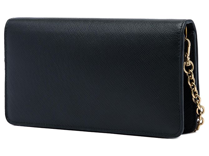 Cartera con cadena Prada en piel Saffiano negra con barra de metal Negro - vista 2