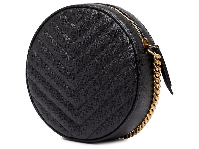 Autre Marque Borsa Camera Saint Laurent in pelle Grain De Poudre nera con chevron e vinile Nero - vista 2
