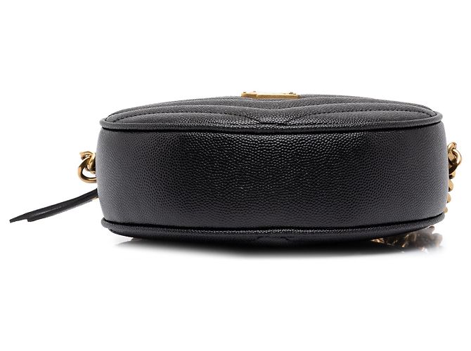 Autre Marque Borsa Camera Saint Laurent in pelle Grain De Poudre nera con chevron e vinile Nero - vista 3