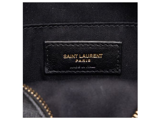 Autre Marque Borsa Camera Saint Laurent in pelle Grain De Poudre nera con chevron e vinile Nero - vista 5