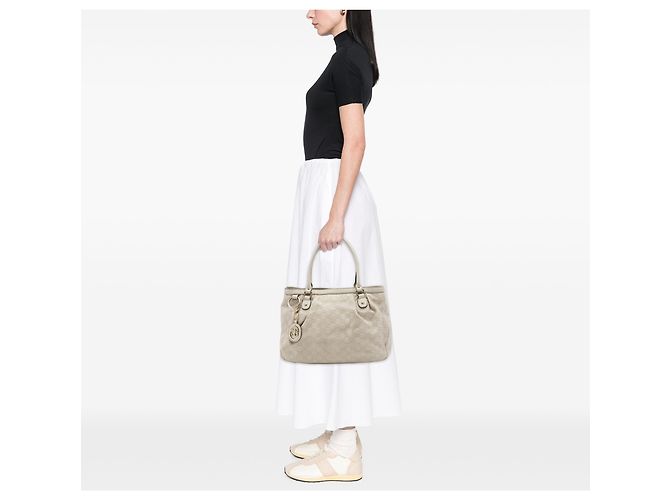 Bolso Tote Gucci Brown Guccissima Sukey Castaño Beige - vista 7