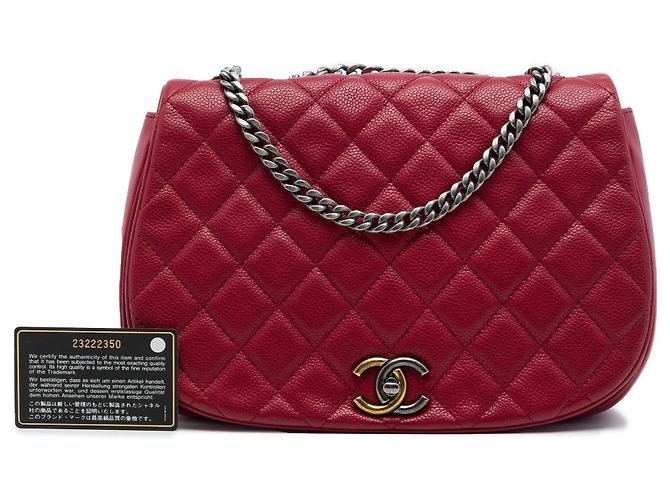 Chanel Red Medium Quilted Caviar Casual Pocket Flap Rosso - vista 7