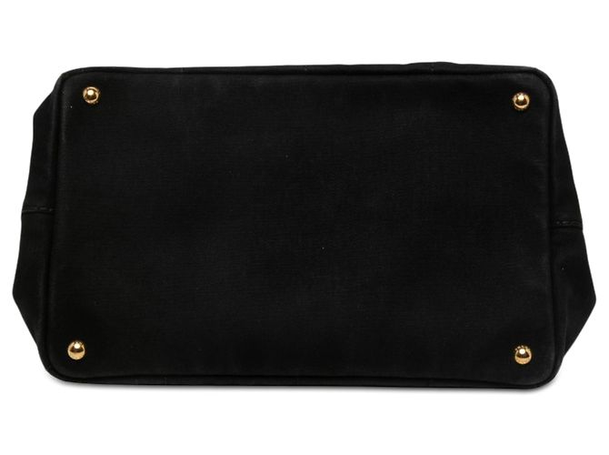 Prada Black Canvas Canapa Logo Tote Schwarz - Ansicht 3