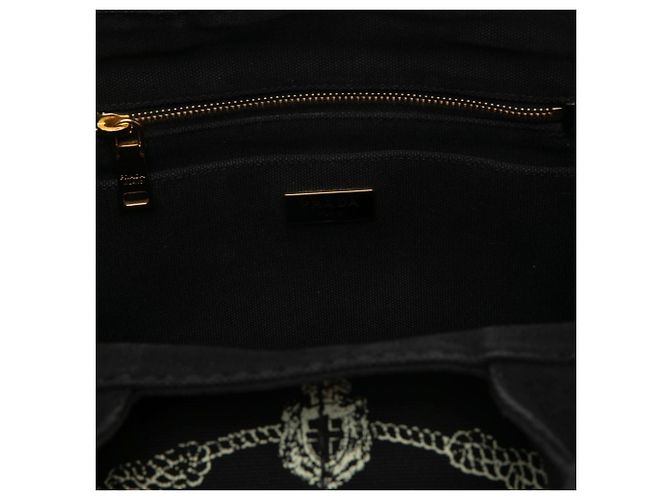 Prada Black Canvas Canapa Logo Tote Schwarz - Ansicht 5