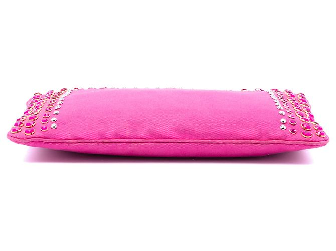 Pochette Prada Pink Canvas Canapa Bijoux Rose - vue 3