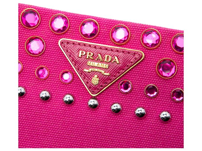 Pochette Prada Pink Canvas Canapa Bijoux Rose - vue 5